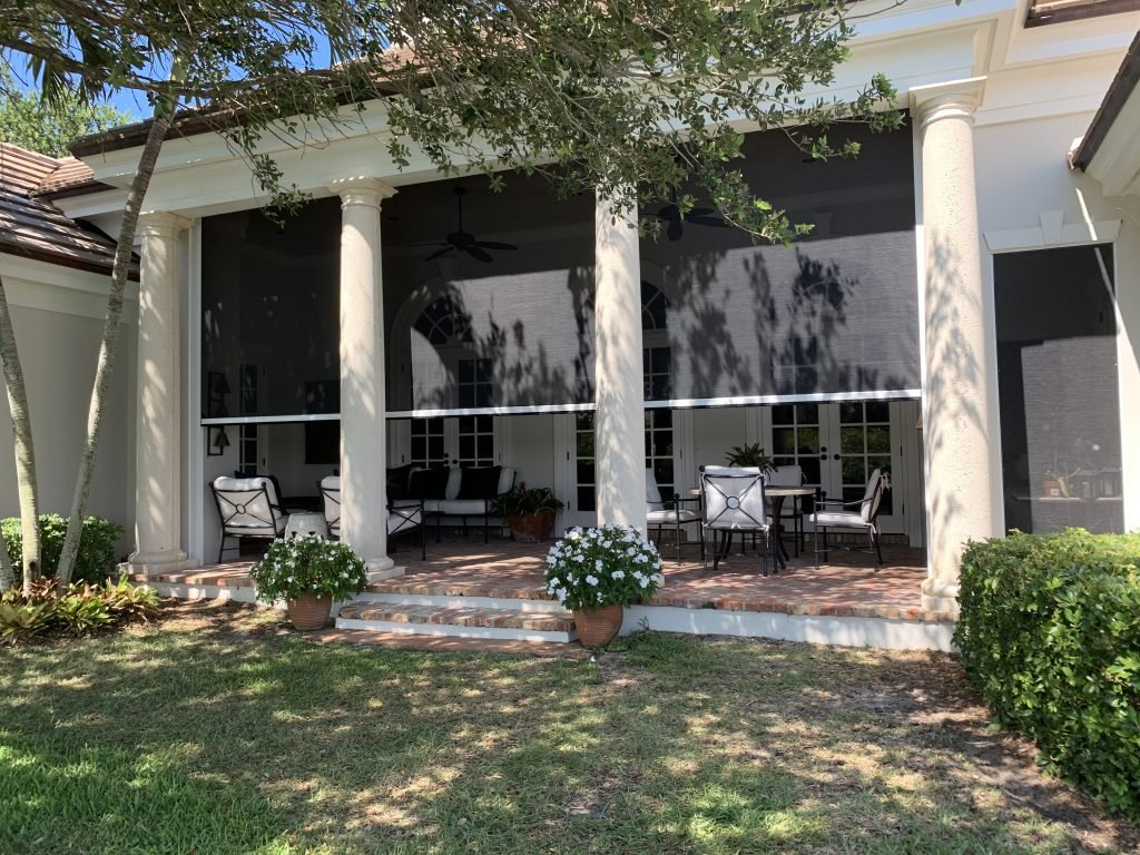 Durable MaestroShield lanai screen, providing protection from insects and debris while allowing fresh air to flow into the outdoor living space.