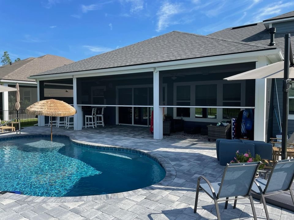 Motorized solar screen with privacy and remote control and home automation