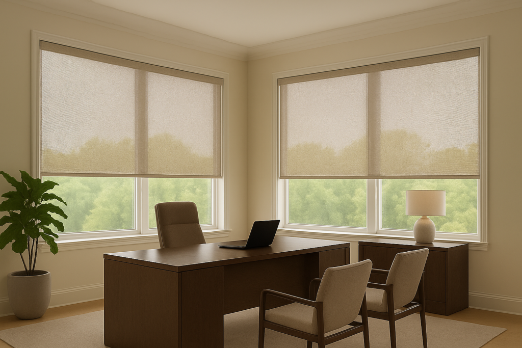 Sheer Shade in an office for light control and ambiance