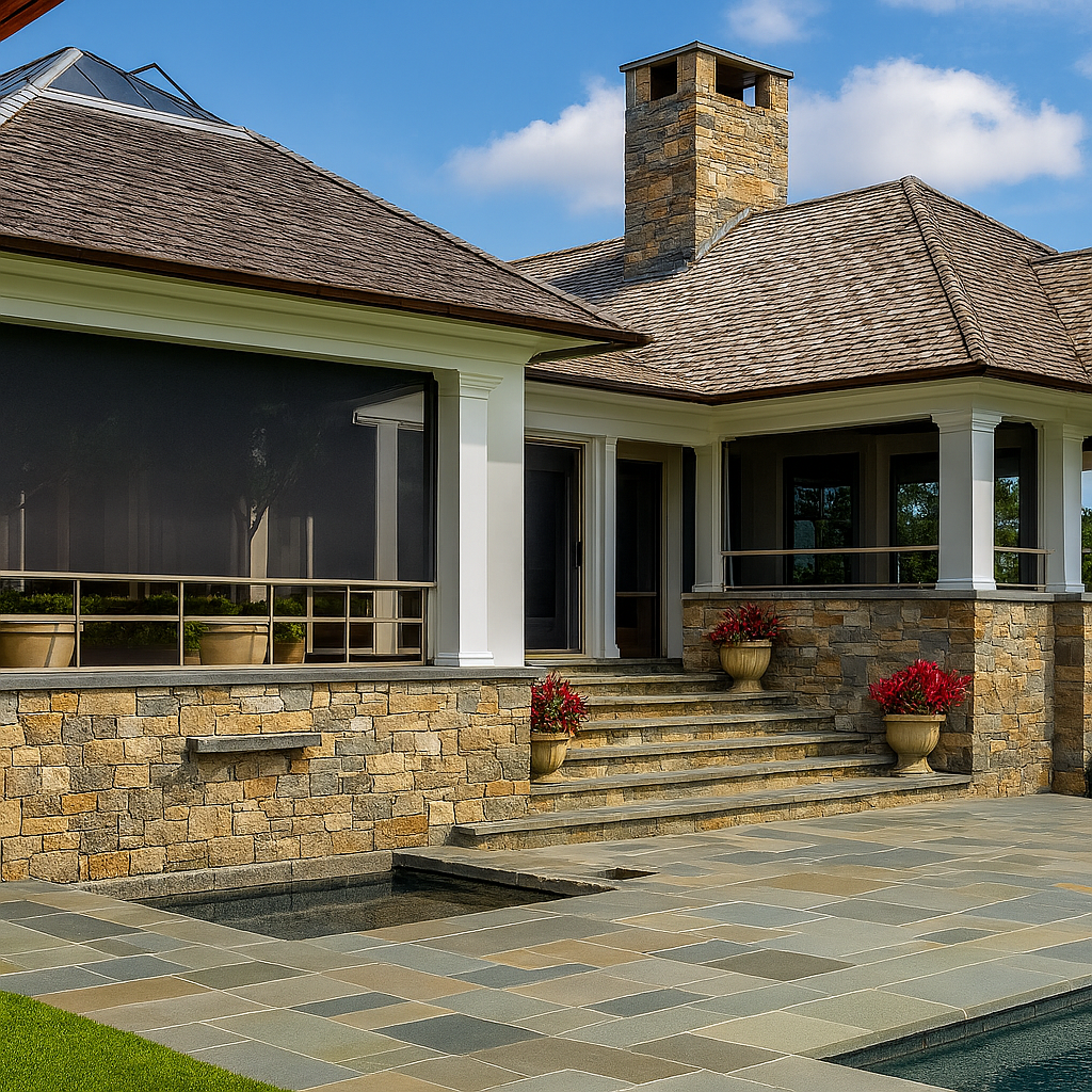 Motorized garage screen for bug protection and privacy