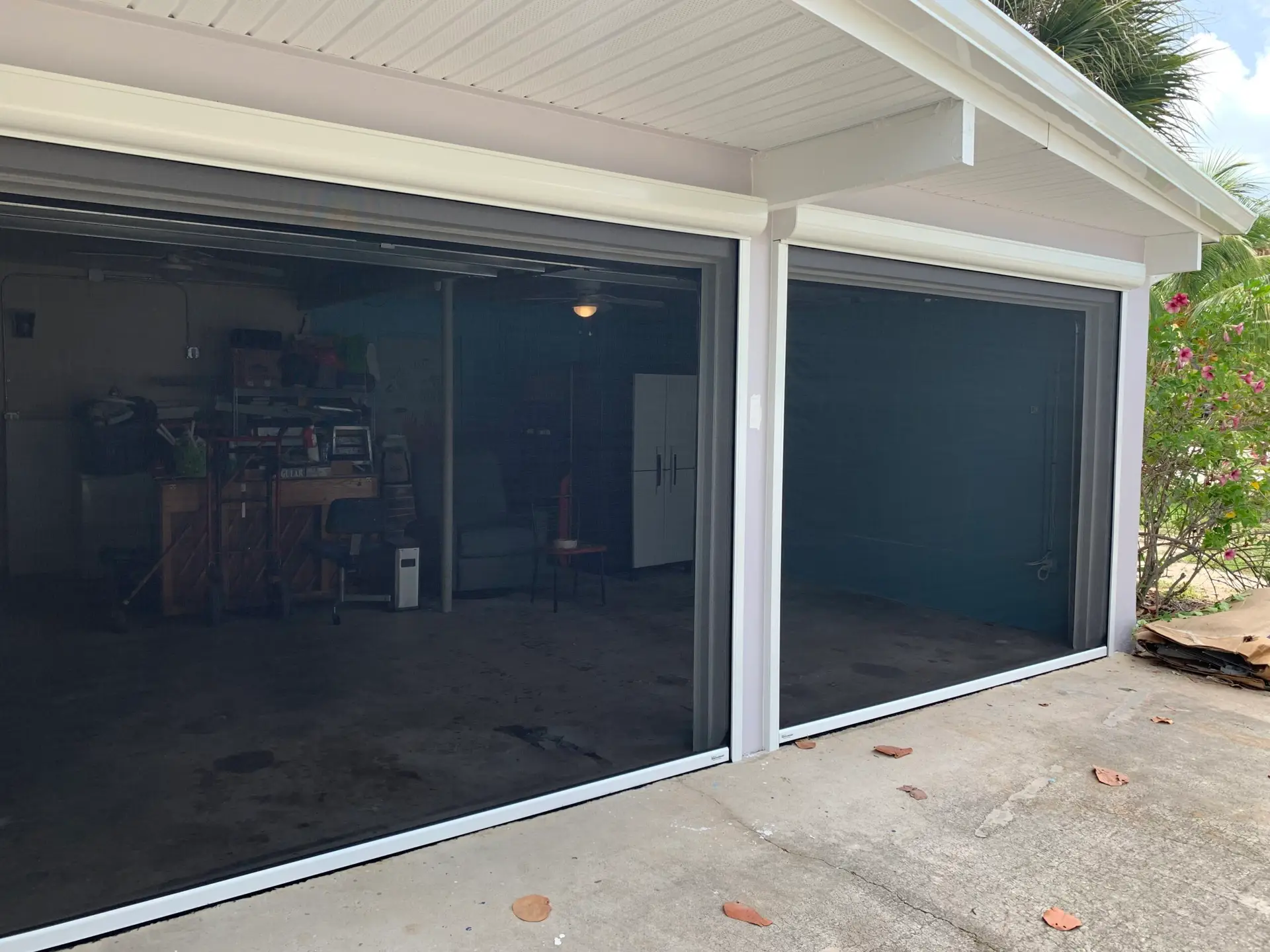 Motorized Garage Door Screen for bug protection
