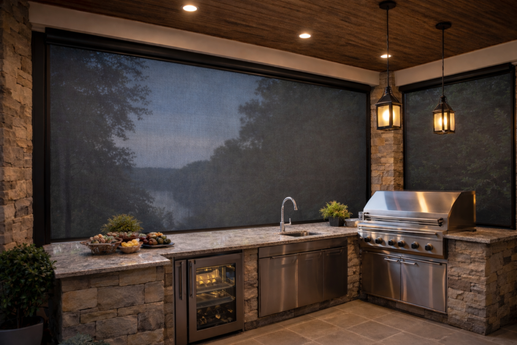 Motorized retractable screens are the finishing element that transforms a beautiful installation into a functional, protected entertaining space.